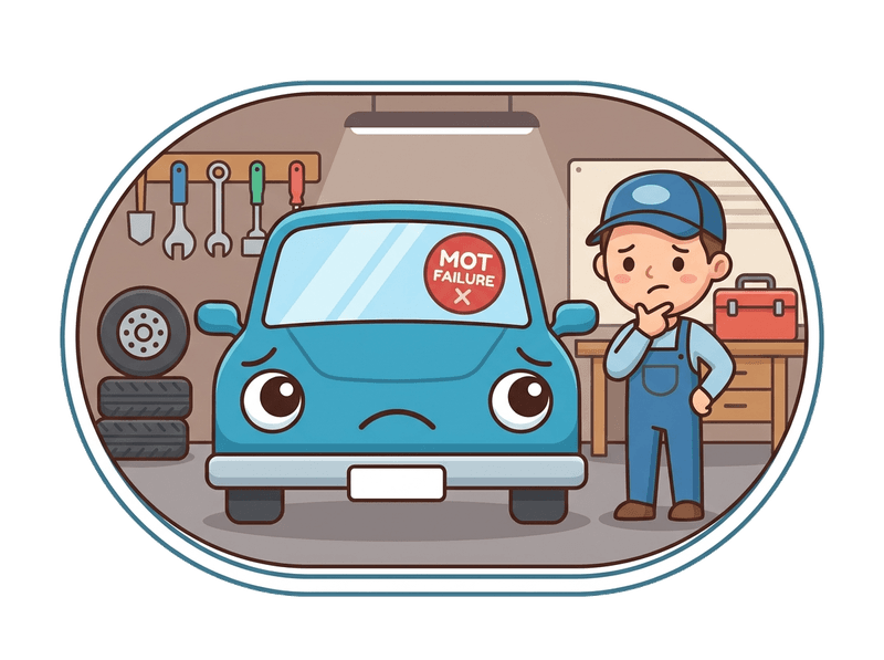 Illustration of mot failure car collection service by Scrap Car Epsom