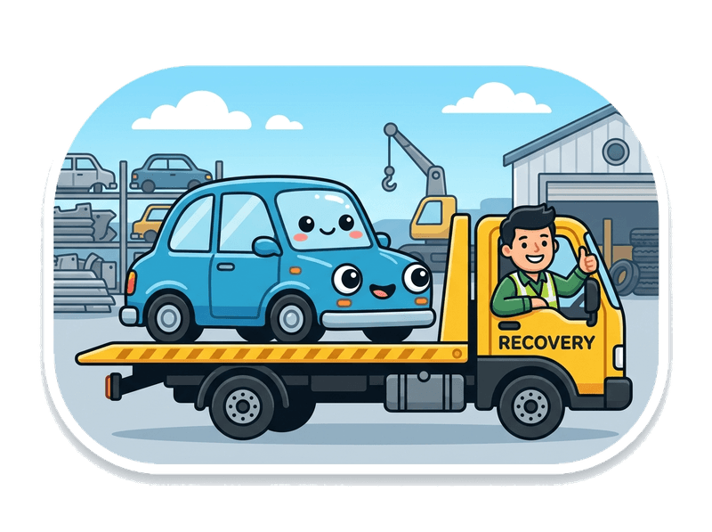 Illustration of scrap car collection service by Scrap Car Epsom